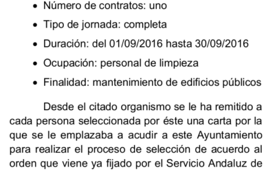 Contratación para limpieza de edificios municipales