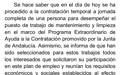 Empleo del programa extraordinario de contratación 2016