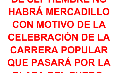 Suspensión del mercadillo por la carrera popular