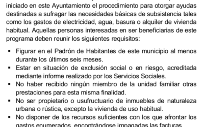 Programa de suministros mínimos vitales y urgencia social 2016