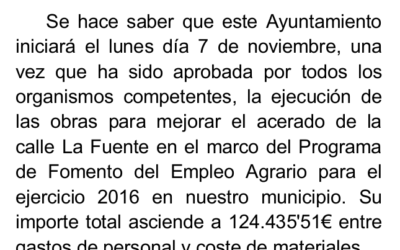 Obras del Programa de Fomento del Empleo Agrario 2016