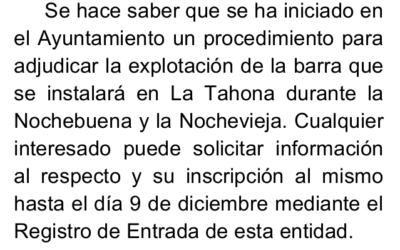 Explotación de la barra para Nochebuena y Nochevieja 2016