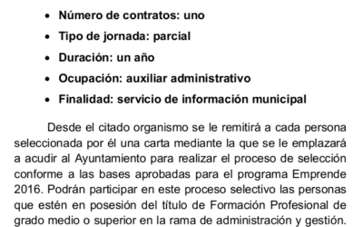 Contratación de auxiliar administrativo