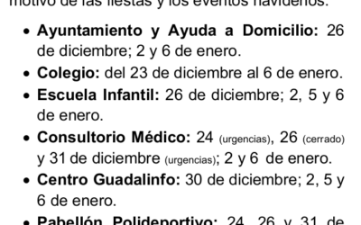 Cierre de servicios por Navidad 2016