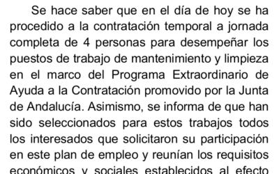 Empleos del programa extraordinario de contratación 2016