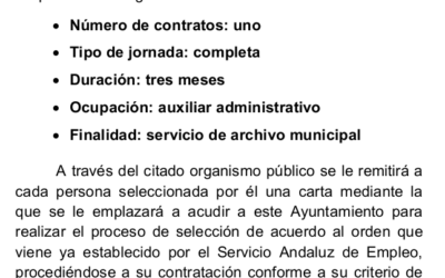 Contratación de auxiliar administrativo