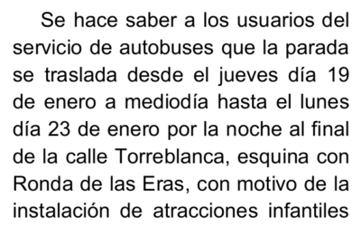 Traslado temporal de la parada de autobús