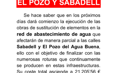 Obras en calle El Pozo y calle Sabadell