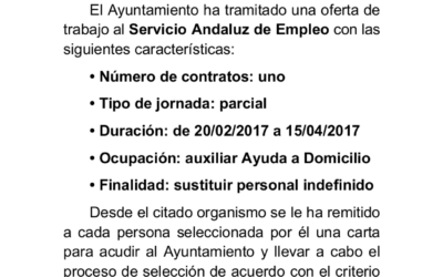 Contratación de auxiliar de Ayuda a Domicilio