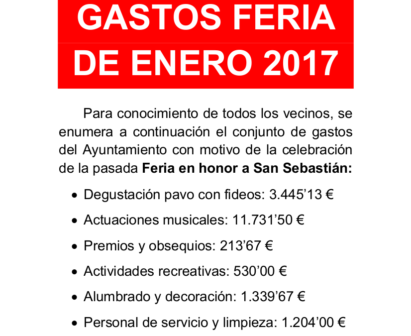 Gastos Feria de San Sebastián 2017 1