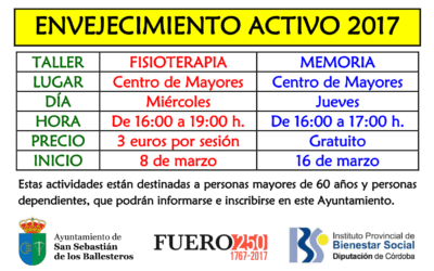 Talleres de fisioterapia y memoria para mayores