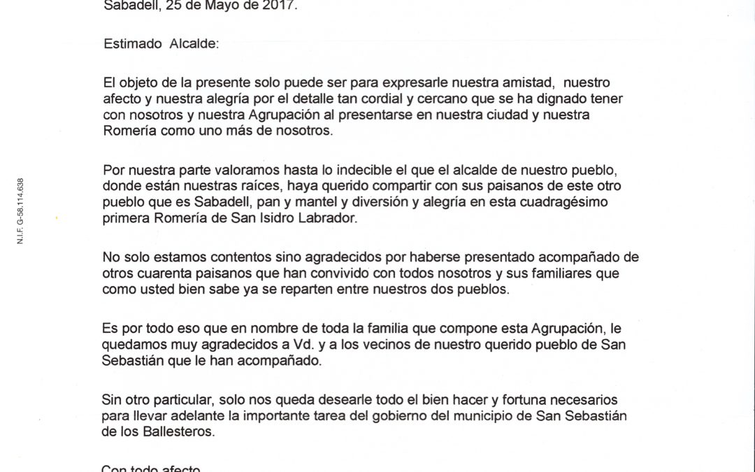 Carta de la Agrupación de Sabadell 1