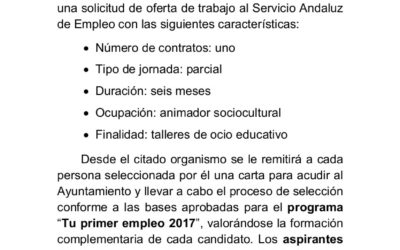 Contratación de monitor sociocultural
