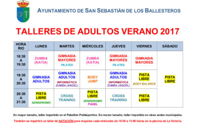 Horario de talleres para adultos verano 2017