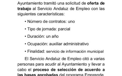 Contratación de auxiliar administrativo