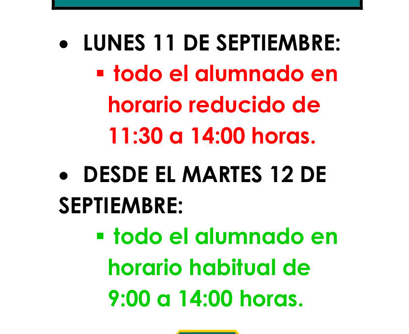 Horario de inicio curso escolar 2017-18 1