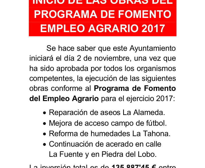 Obras del Programa de Fomento del Empleo Agrario 2017 1