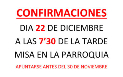 Próxima celebración de Confirmaciones