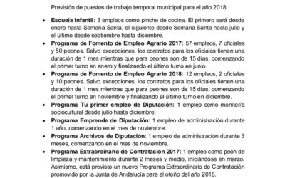 Calendario de empleo municipal año 2018