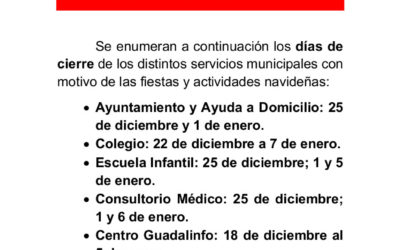 Cierre de servicios por Navidad 2017