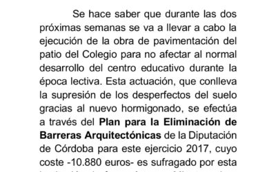 Obras en el patio del Colegio