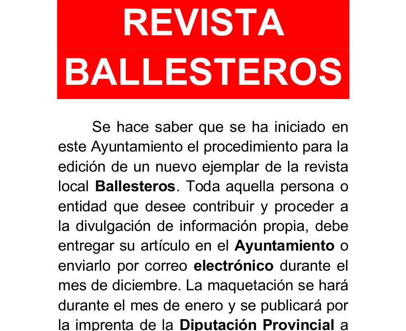 Nueva edición de la revista Ballesteros para 2018 1