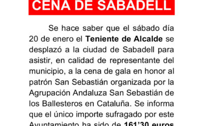Gastos viaje a cena de San Sebastián en Sabadell 2018