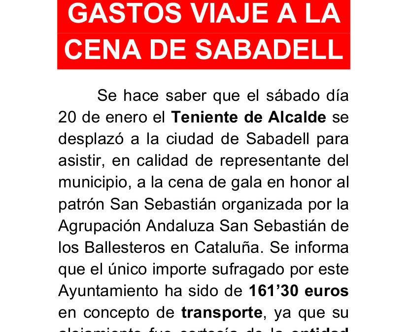Gastos viaje a cena de San Sebastián en Sabadell 2018 1