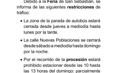 Restricciones de tráfico Feria de San Sebastián 2018