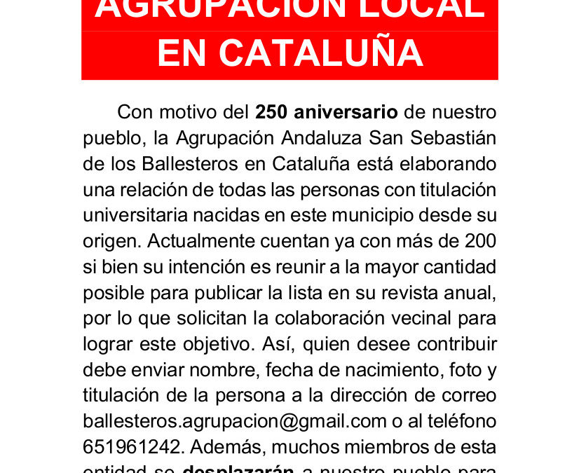 Comunicado de la Agrupación de S. S. Ballesteros en Cataluña 1