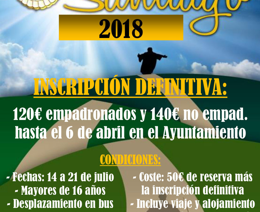 Inscripción definitiva para Camino de Santiago 2018 1