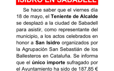 Gastos viaje a San Isidro en Sabadell 2018