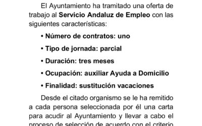 Contratación de auxiliar de Ayuda a Domicilio
