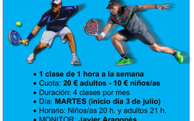 Cursos de pádel verano 2018