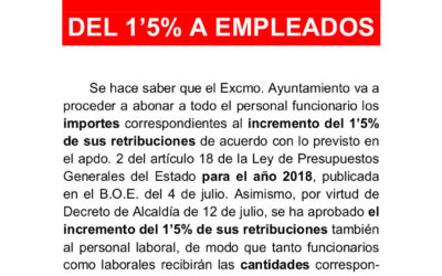 Incremento salarial del 1,5 por ciento