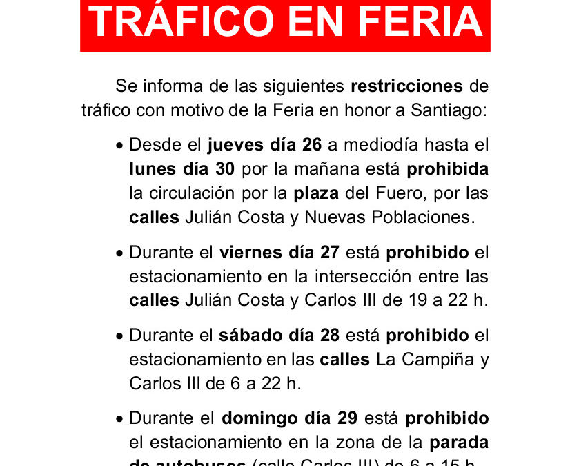 Restricciones de tráfico Feria de Santiago 2018 1