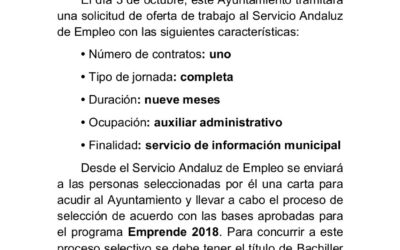 Contratación de auxiliar administrativo