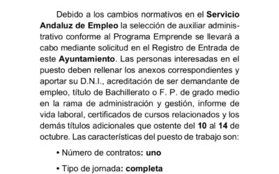 Contratación de auxiliar administrativo
