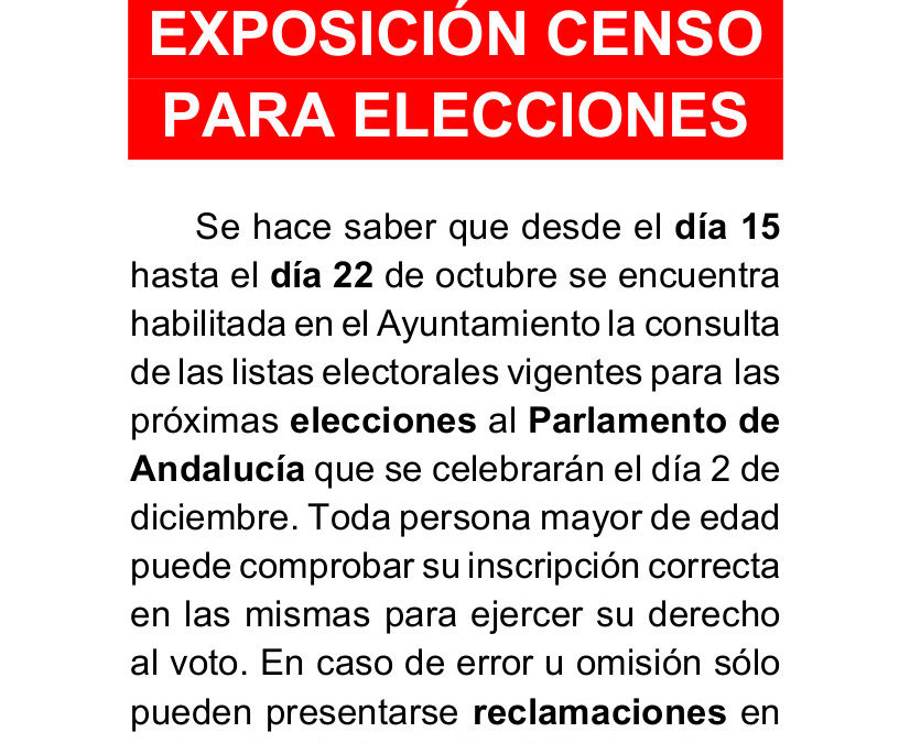 Exposición del Censo Electoral para las Elecciones Autonómicas 1