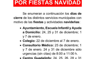 Cierre de servicios por Navidad 2018