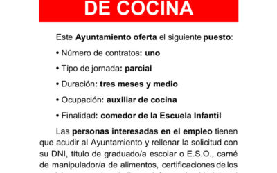 Contratación de auxiliar de cocina