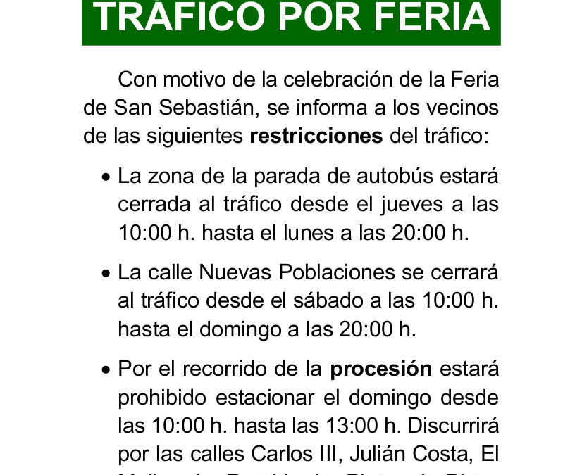 Restricciones de tráfico Feria de San Sebastián 2019 1