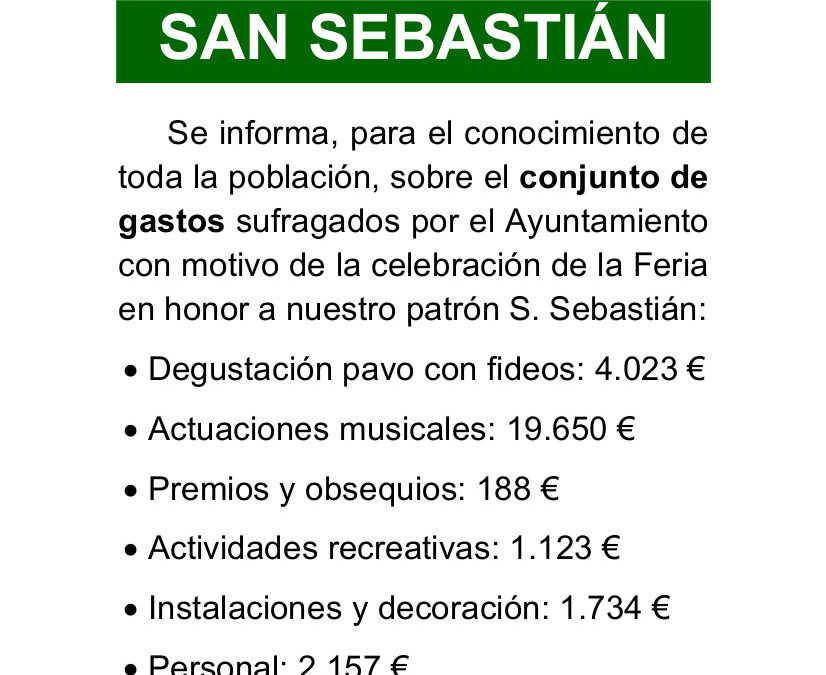 Gastos Feria de San Sebastián 2019 1