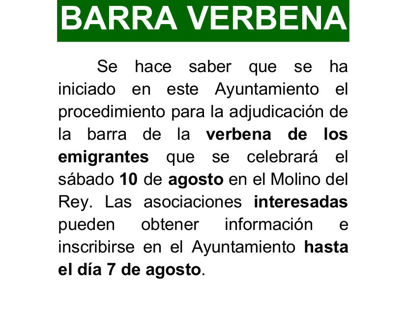 Barra Verbena de los Emigrantes 2019 1