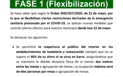 Plan de desescalada. Fase 1 (Flexibilización)