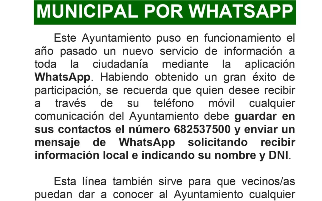 Servicio de información municipal por WhatsApp 1