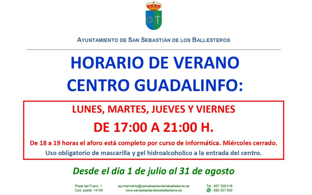 Horario centro Guadalinfo verano 2020 1