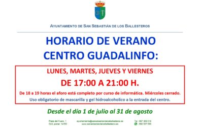 Horario centro Guadalinfo verano 2020