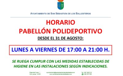 Horario Pabellón Polideportivo en septiembre