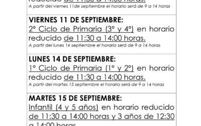 Horario Inicio escolar